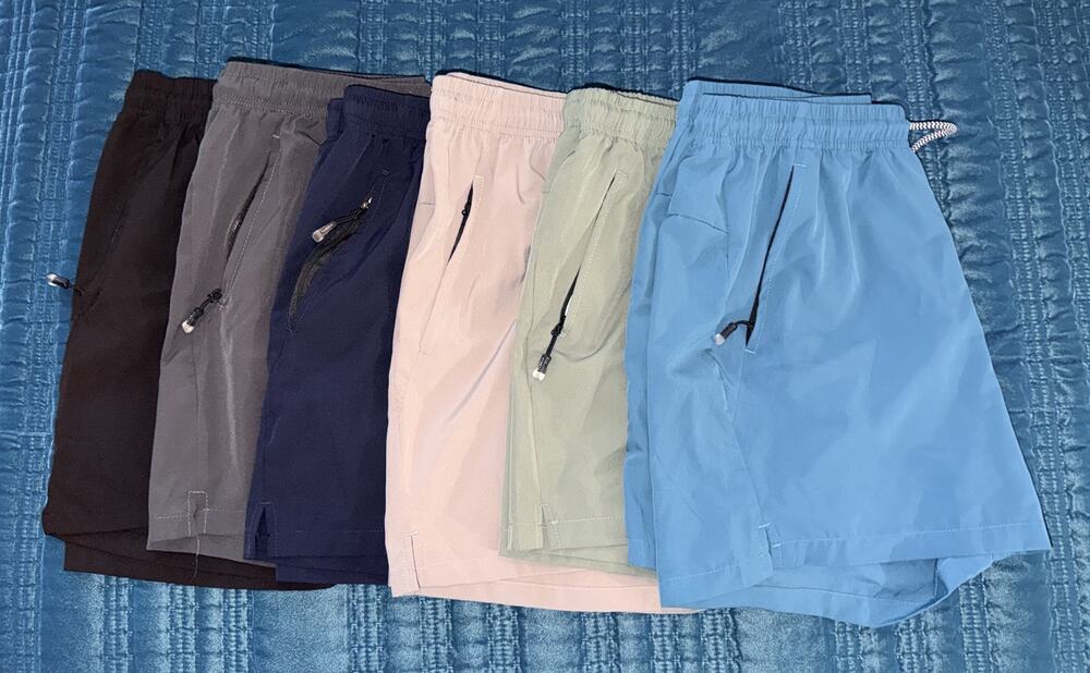Men’s Breathable Drawstring Athletic Shorts XL 35-37 Waist Zipper Pockets 6 Pack